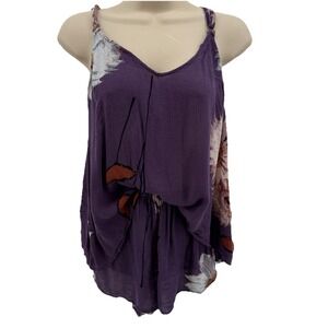 Midnight Bakery Women's 2 Piece Purple Floral Rayon Shortie Pajama Set Large